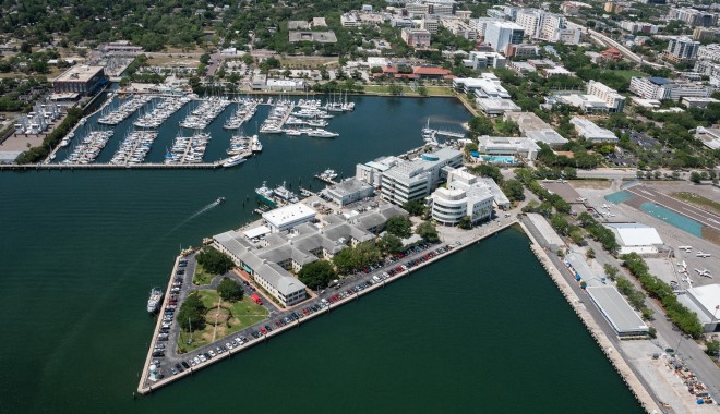 aerial shot of campus