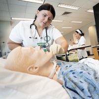 Students working in simulation lab.