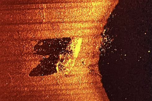 A side-scan sonar image of Sir Ernest Shackleton’s last ship, Quest, discovered by a team led by USF alum and shipwreck hunter David Mearns. 