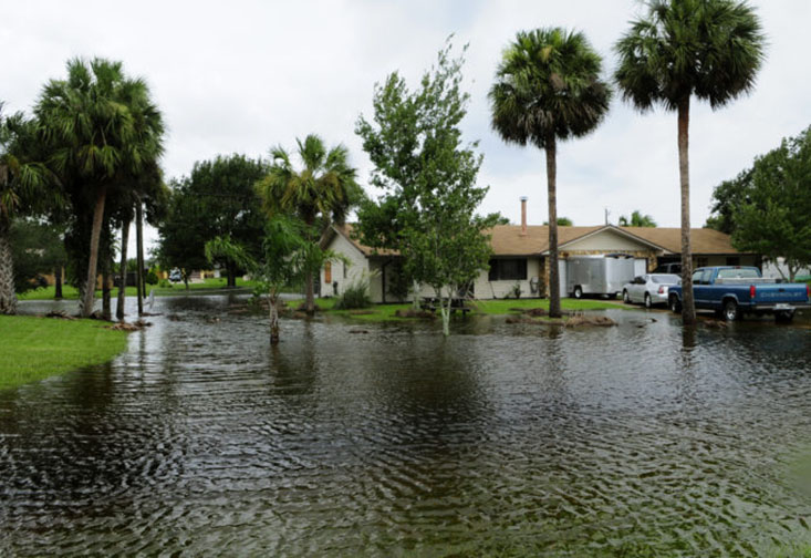 Flooding around a house in St. Petersburg