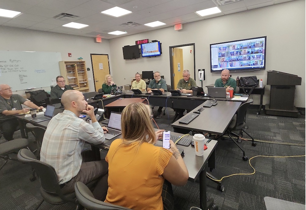 Members of USF St. Petersburg emergency management team during Hurricane Milton recovery efforts.