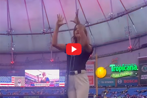 haven performing sign language of the national anthem at the Rays game