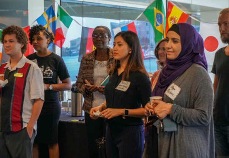 International students gather for the Coffee Social held Sept. 6. (Credit: Crow’s Nest)