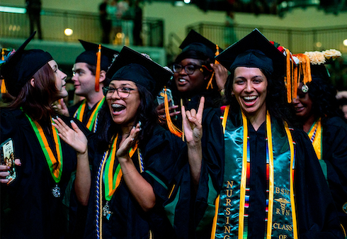 Students celebrating commencement.