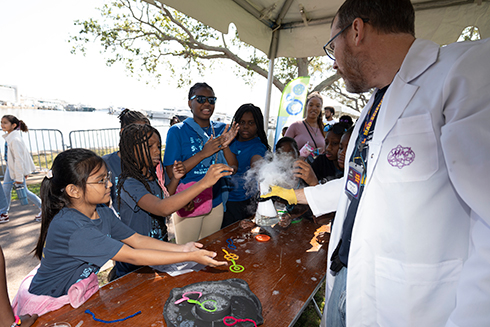 group of kids at science fest