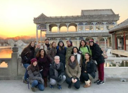 The group of students with Professor Smith at the Forbidden City.
