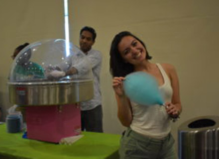 Students making cotton candy